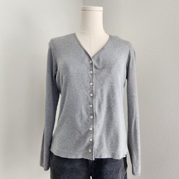 Vintage Y2K Crazy Horse Gray Button Front Knit Cardigan Top XS S - Picture 2 of 12
